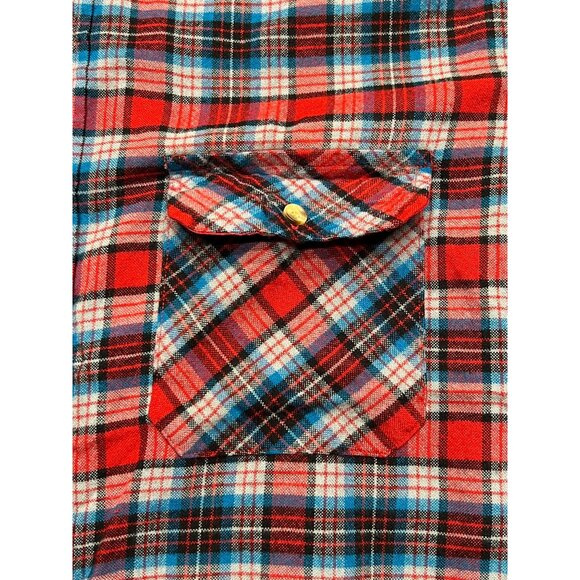 Vintage Outdoor Exchange Red Plaid Flannel Button Down Shirt Men's XL Tall - Picture 3 of 9